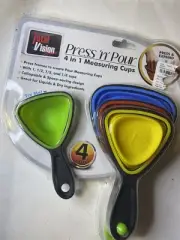 Press N Pour 4 In 1 Collapsible Measuring Cup Set Bonus 4 Pc Measuring Spoon Set