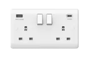 2 Gang Switched Socket Double Pole With USB A + C
