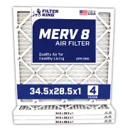 Filter King 34.5x28.5x1 Air Filter 4-PACK MERV 8 Actual Size 34.5 x 28.5 x .75"