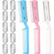 Maitys Hair Cutter Comb, 3 Pieces Razor Comb with 10 Pieces Razors, Hair Thinnin