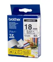 Brother TZe-241 / 18mm Black Text On White Laminated Labelling Tape - 8 Metres
