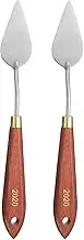 uxcell 2pcs Palette Knife Painting Tool 2.36" x 1.18" Stainless Steel Teardrop Blade 8.66" Length Spatula Painting Pallet Knives with Hole Beech Wood Handle for Acrylic Canvas, Red/Silver