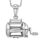 925 Sterling Silver Dangling Fishing Reel Necklace