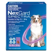 Nexgard Spectra Dogs Chewables Tick & Flea Treatment 15.1-30kg - 2 Sizes