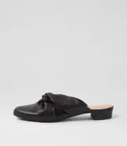 New Django & Juliette Edda Black Leather Mules Womens Shoes Casual Shoes Flat