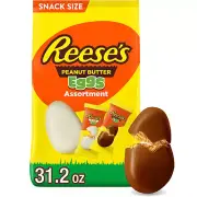 REESE'S Assorted Flavored Snack Size Peanut Butter Eggs, Easter Candy Bag, 31.2