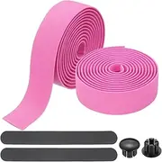 uxcell Bike Handlebar Tape, 2 Rolls 6.6 Feet Bike Grip Tape EVA Foam Cycling Handle Wraps Comfortable Non-Slip Shock Bicycle Wrap with End Plugs for Road Bike, Pink