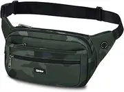 Waterproof Bumbags Running Belt Ligthweight Running Pouch Waist Packs Breathale Cycling Bum Bag Hiking Travel Dog wolking Waist Bag for Women Men Ladies Boys, Camogreen, L