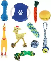 10 Pcs Dog Rope Toy Braided Rope Chew Play for Aggressive Chewers Rubber Chicken