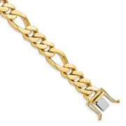 Solid 14K Yellow Gold 8.5 inch 11.8mm Hand Polished Figaro Link with Box Catch Bracelet
