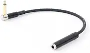 ROBAUN Right Angle 1/4 Inch TS Male to Straight 6.5 Stereo Female Audio Cable 90 Degree 6.35 Bend Audio Extension Cord(Black,15m)