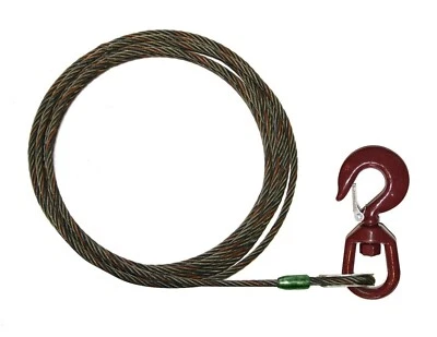 3/4" X 200' Winch Line Tow Wrecker Cable Swivel Hoist Hook with Latch Steel