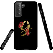 For Samsung Galaxy S21 FE Case Armour Cover, Embellished Letter G