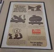 Aetna Life Casualty 1973 Print Ad Framed 8.5x11 Vintage
