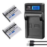 2x Battery +USB LCD Charger for Olympus Li-90B Li-92B UC-90 LI-90C Ricoh DB-110