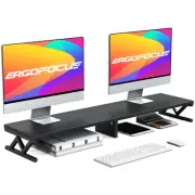Dual Monitor Stand Riser, Large Wood Monitor Lift with Storage, Sturdy Wood&S...