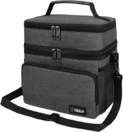 Insulated Lunch Bag for Men Women, Large Dual Compartment Cooler Bag, Soft Two D