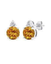 MaxColor Silver 2.40 ct. tw. Citrine Stud Earrings