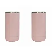 2x Annabel Trends 14.5cm S/S Can Cooler Beer/Soda Beverage Insulated Skinny Pink