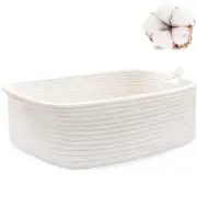 ABenkle Rope Basket, Small Storage Gift Rectangle Under Shelf White