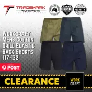 Workcraft Mens Cotton Drill Elastic Back Shorts (WP7000) 117-132 **Run Out**