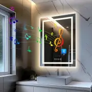 Light Grey LED Bathroom Mirror with Bluetooth Speaker and Anti-Fog