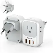 TESSAN European Travel Plug Adapter 2 Packs, Type C Europe Adaptor Foldable