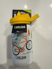 Camelbak EDDY+ KIDS 12 OZ WHITE BICYCLE DOG CHRISTMAS TREES WATER BOTTLE