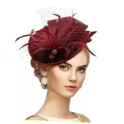 Small Tea Party Hat - 2025 Kentucky Derby Fascinator Pillbox Hat Claret