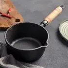 Cast Iron Mini Sauce Pan Wooden Handle Non-Stick Cooking Saucepan Small Saucepan