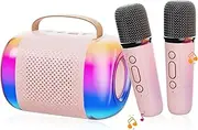 Mini Karaoke Machine, Portable Karaoke Machine with 2 Wireless Microphones, Birthday Gift Toys for Boys and Girls, Great for Parties and Family Gatherings