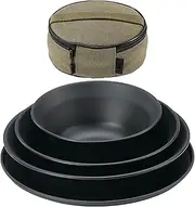jopiuieo Camping Dishes - Stainless Steel Plates Camping Dinnerware,Canvas Bag Included Flatware, Reusable Dining Tools for Family Friends Couples Outdoor Dining