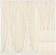 6 Panels Champagne Backdrop Curtain for Parties Wedding Baby Shower Wrinkle Free Photo Curtains Backdrop Drapes Fabric Decoration for Bridal Shower 30ft(W) x 10ft(H)