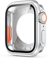 FFHAO Screen Protector Cover for Apple Watch 45mm 44mm 40mm 41mm Hard PC Front & Rear Bumper Case for iwatch 8/7/6/5/4 Change to Ultra (Color : Silver-03, Size : 41mm)