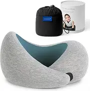 [OSTRICH PILLOW] OSTRICHPILLOW GO Travel Pillow with Memory Foam for Airplanes, Car, Neck Support for Flying, Power Nap Pillow, Travel Accessories for Women and Men - Colour Blue Reef