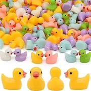 Yuronam 70 Pcs Tiny Duck Slime Charms Little Resin Duck Beads Miniature Ornament for Slime, Dollhouse, Garden Decoration(Mixed Duck)