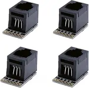 4PCS RJ11 6-pin Breakout Board with PCB Mount Black Modular Jack 6P6C Telephone Socket Connector Jack Coupler