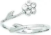 [JewelryWeb] 14k White Gold CZ Simulated Diamond Top Adjustable Flower Body Jewelry toe ring-toe ring for Women