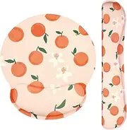 Ksriylm Cute Mouse Pad with Wrist Support Keyboard Wrist Rest Set,Ergonomic Mouse Pad with Non-Slip Base for Office Gaming Working Computers,Easy Typing & Pain Relief Mouse Mat,Fruit&Orange