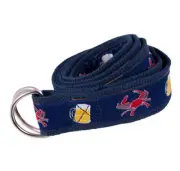 Moonshine Beer Crab Nautical Canvas Woven Ribbon Web D-Ring Belt NWT SIZE SMALL