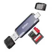 USB 3.0 microSD/SD Card Reader Dual USB A & C Memory Card Reader Adapter 5Gbp...