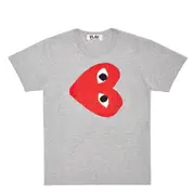 [COMME des GARCONS PLAY] Side Red Heart Grey Short Sleeve Tee Unisex
