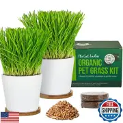The Cat Ladies Cat Grass Growing kit with Organic Cat Grass Seed, Soil and Tw