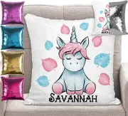 Unicorn Cushion Cover Sequin Throw Pillow Flip Sequins Mermaid Personalised
