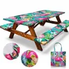 6ft Polyester Picnic Table Cover with Bench Covers Windproof & Waterproof Tab...