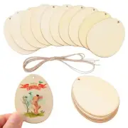 50 Pcs Easter Egg Shape Wood Pendants Cutouts Unfinished Wooden Easter Egg