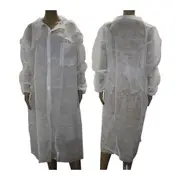 Livingstone Isolation Gown Long Sleeve One Touch Hook Loop Fastener Button with Pocket Free Size White 100 Carton