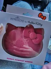 Hello Kitty Kawaii LED Compact Mirror Impressions Vanity NIB- Valentines Red