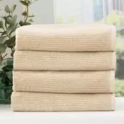 Renee Taylor Cobblestone 650 GSM Cotton Ribbed Towel Packs 4pc Bath Towel Stone