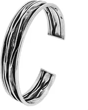 [Treasure Bay] Women's Bracelet - 925 Sterling Silver Cuff Bangle Bracelet for Women Ladies Girls Crushed Style